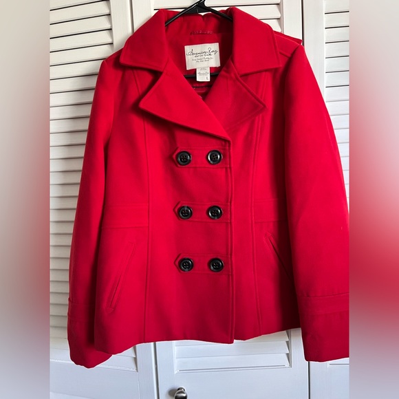 American Rag Red Pea Coat Size Large - Picture 4 of 10